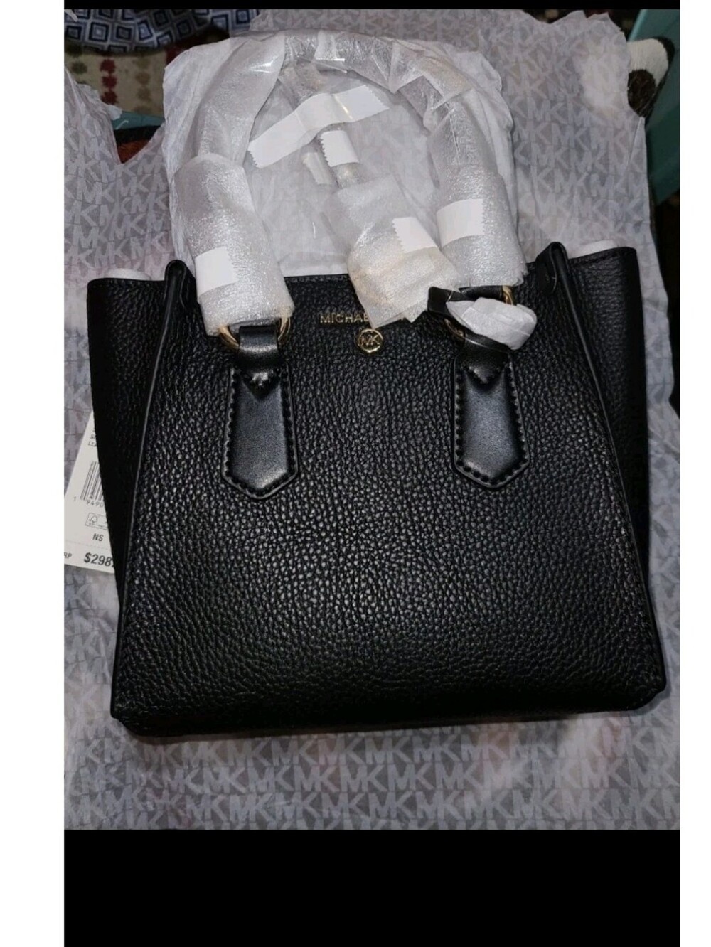 Michael Kors Sm. Black Pebbled Leather Satchel with Gold Accents Authentic* - Picture 6 of 6
